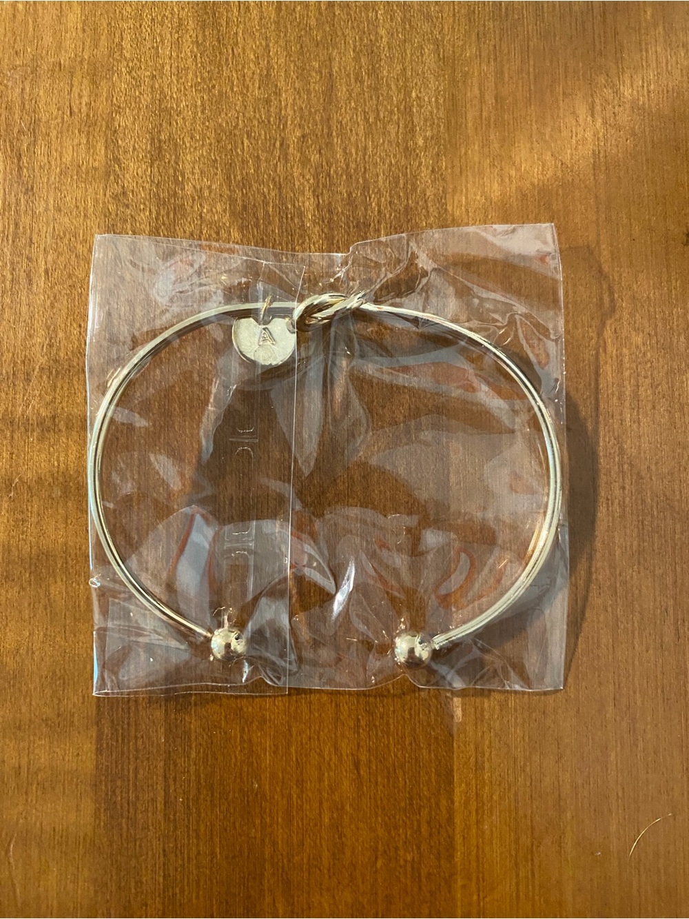 Gold-Tone Adjustable Open Knot Bangle Bracelet - With Initial Charm